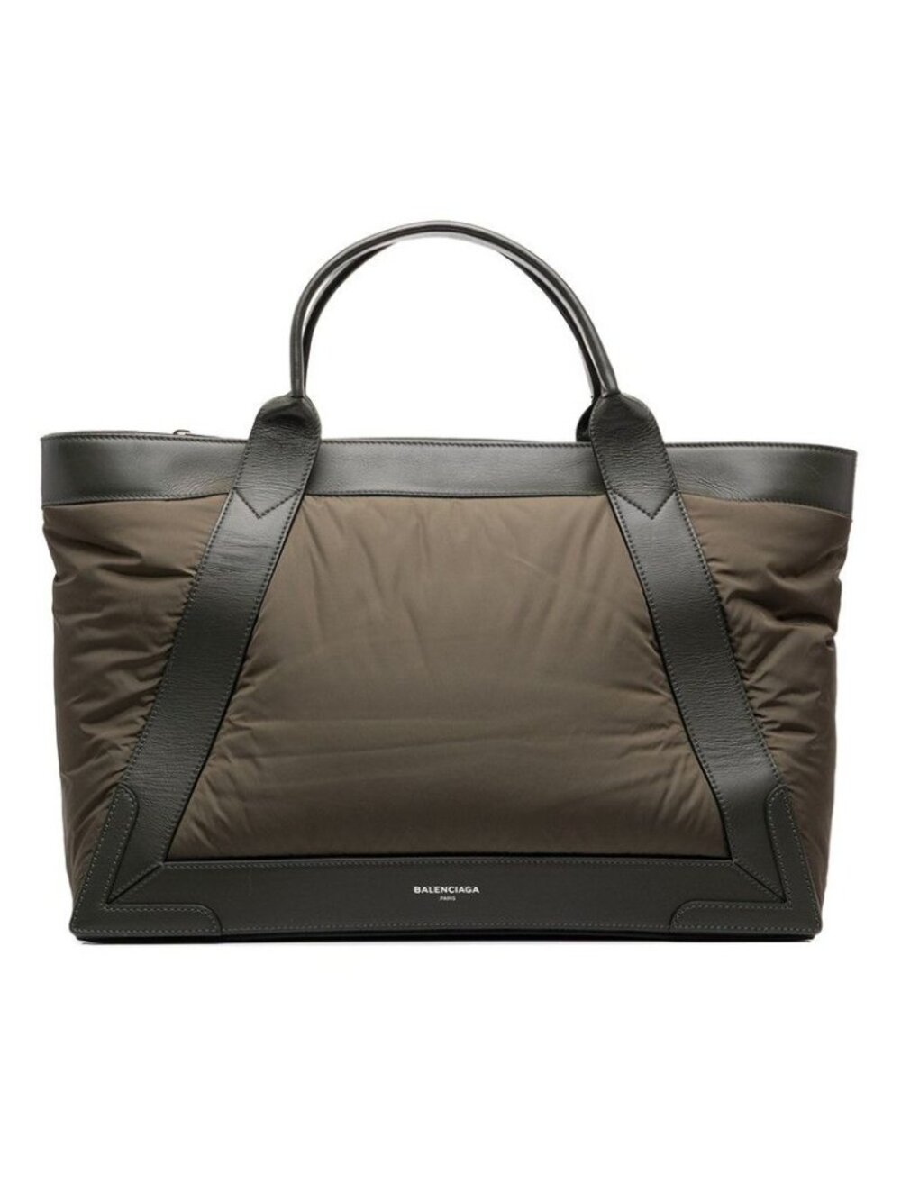 Balenciaga Navy Cabas M Tote Bag Khaki Green Nylon Leather